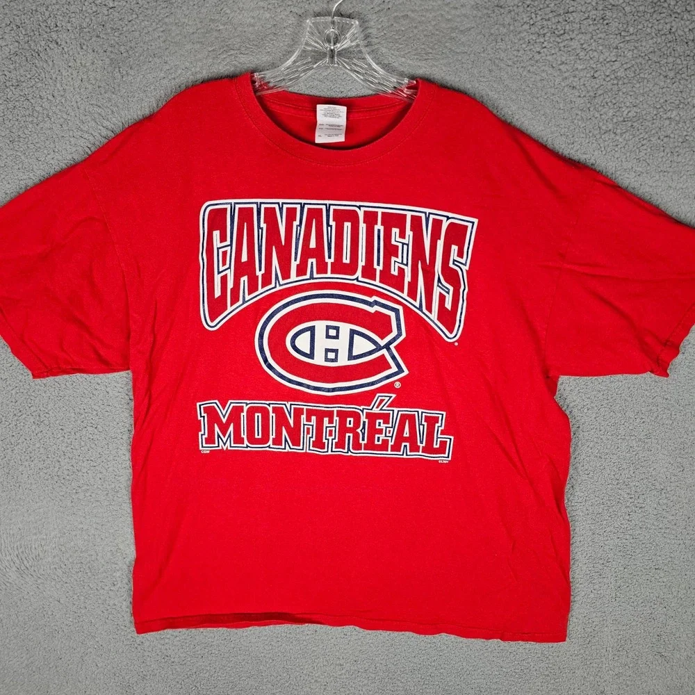 Gildan T-Shirt Mens XL Montreal Canadiens NHL Hockey Graphic Heavy Cotton Y2K